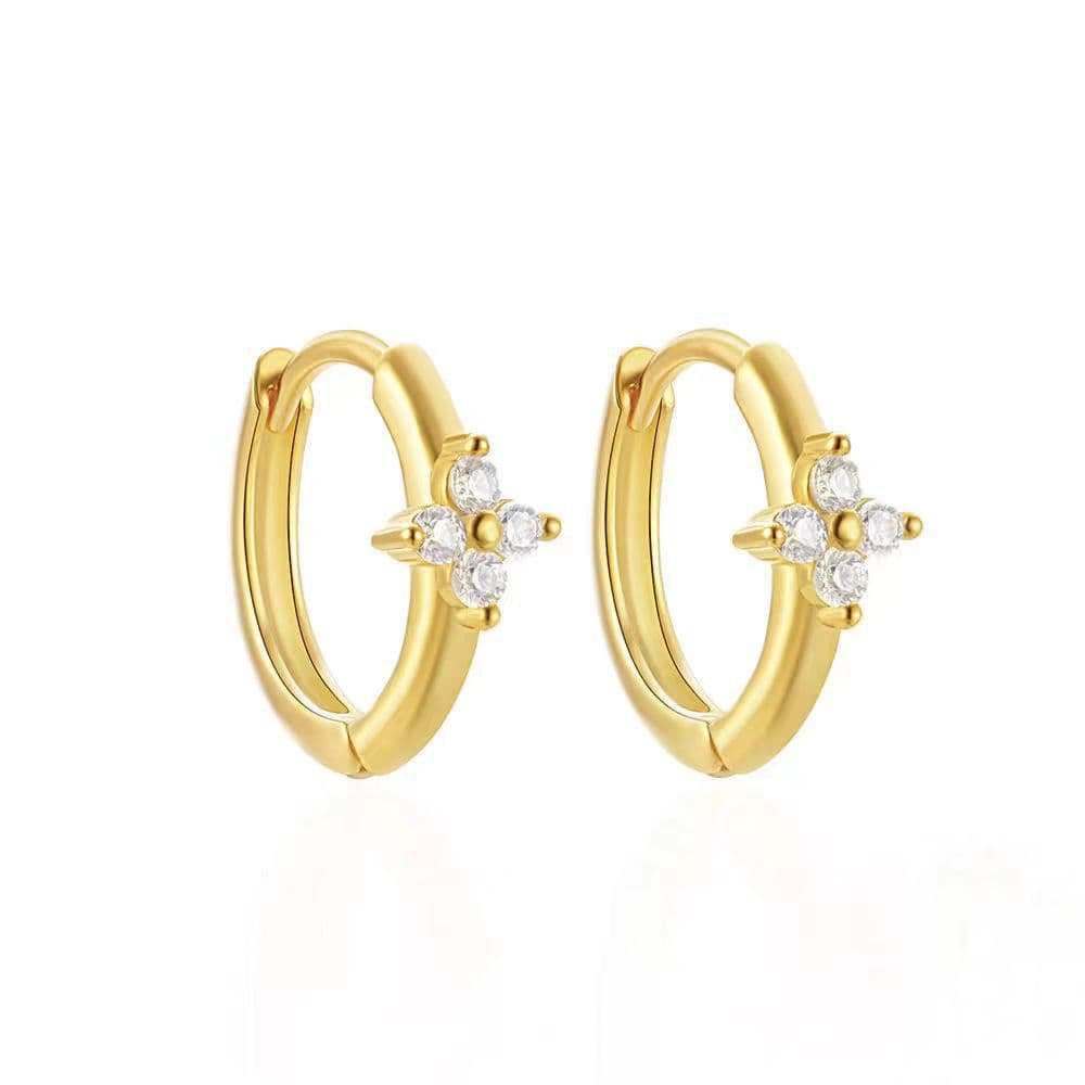 Fashionable earrings with zircon, trend set, European style, four-leaf clover, simple and elegant design, 3 piece set 5