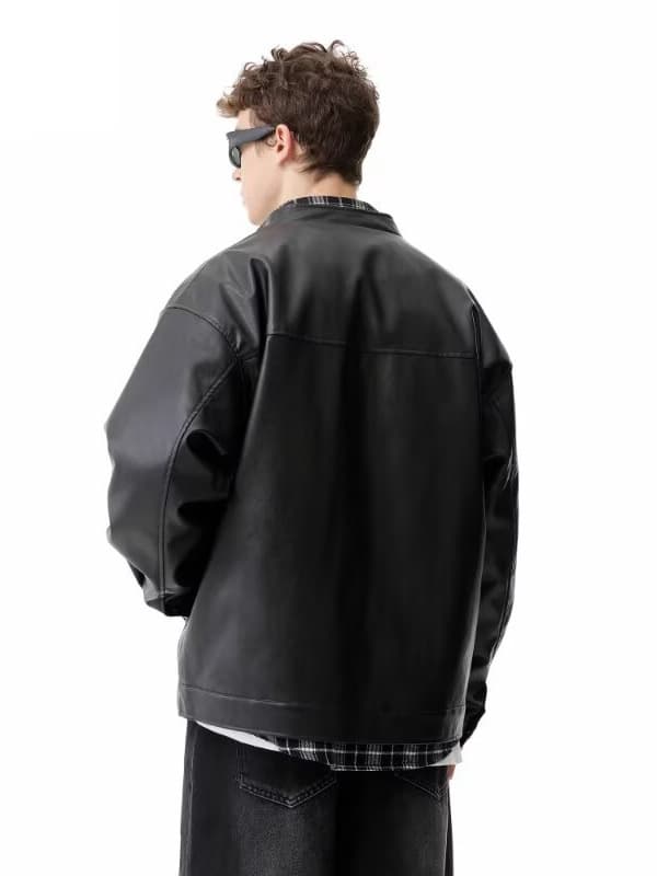 Polyurethane demi-season Japanese retro jacket, oversize, American style 4
