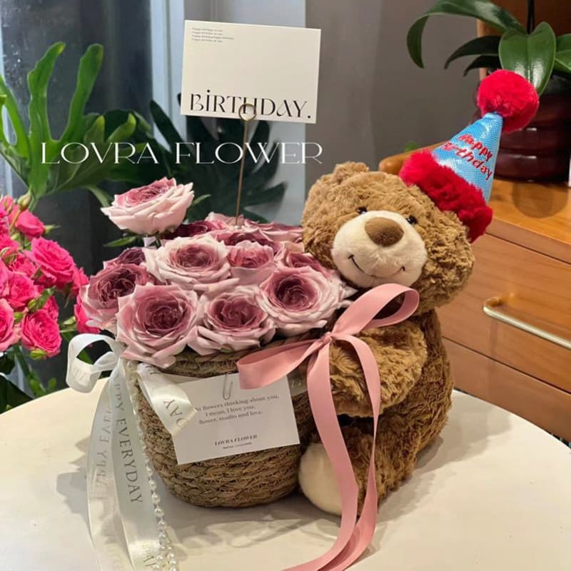 Doll, Birthday gift, with little bears, bouquet 1