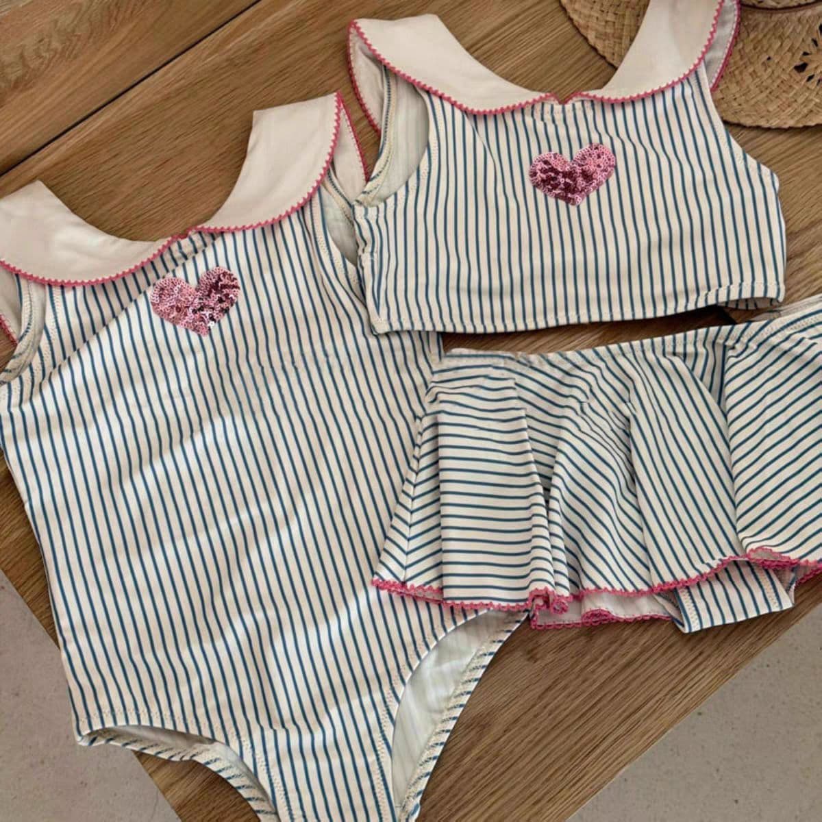 Summer children's swimwear, doll, set, western style, Korean style, doll collar