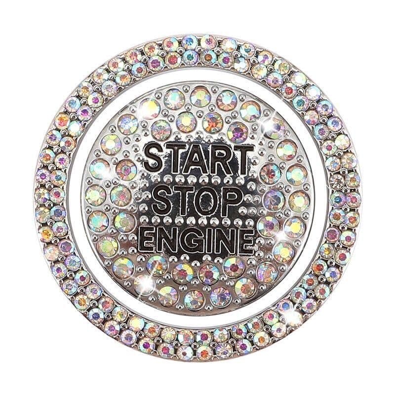 Car one-button start decorative ring switch button protection sticker cover interior button sticker crystal set with diamonds for cross-border use 5