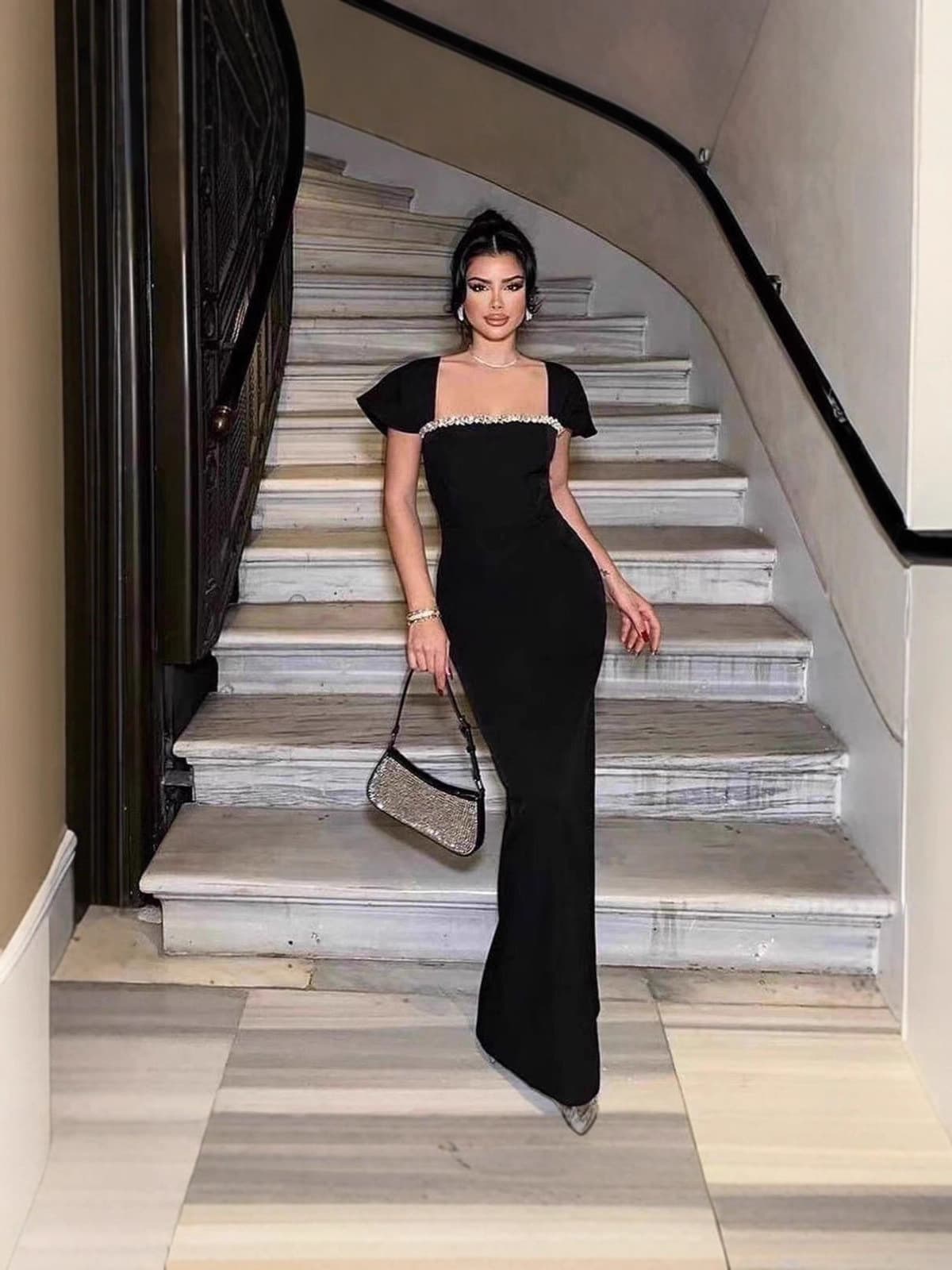 (Cross-border trading), long evening dress, elastic bandage, hip-accented 2