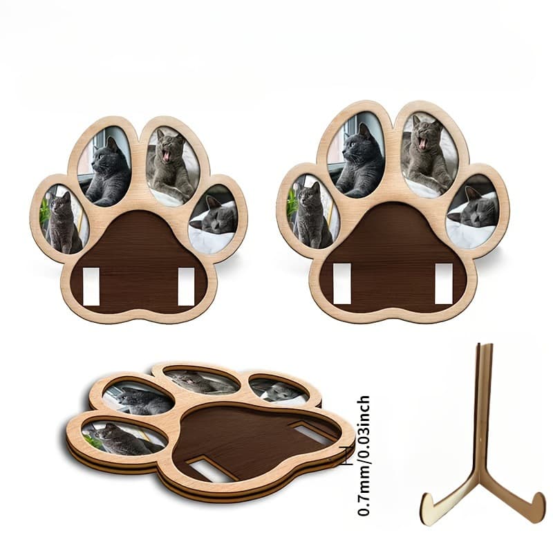 Wooden commemorative photoalbum for living room for bedroom, choker, decorations from natural wood, pet, cat 4