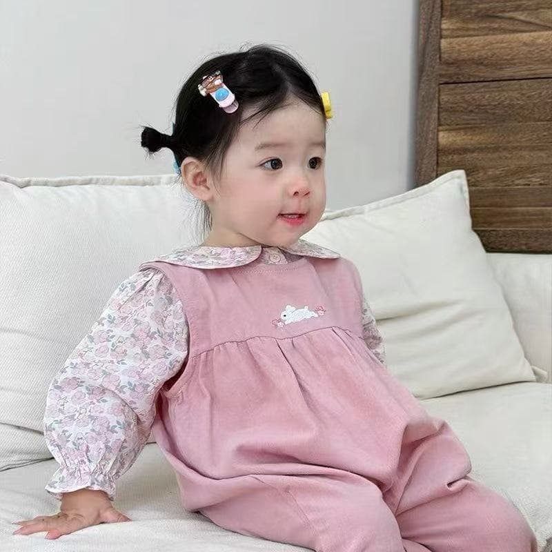 Sling, overall, children's trousers, autumn cute set girl's, doll, shirt to go out, floral print 3