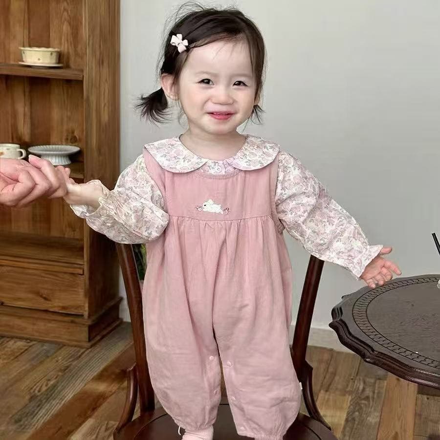 Sling, overall, children's trousers, autumn cute set girl's, doll, shirt to go out, floral print 4