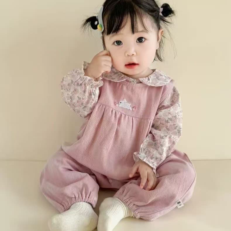 Sling, overall, children's trousers, autumn cute set girl's, doll, shirt to go out, floral print 1