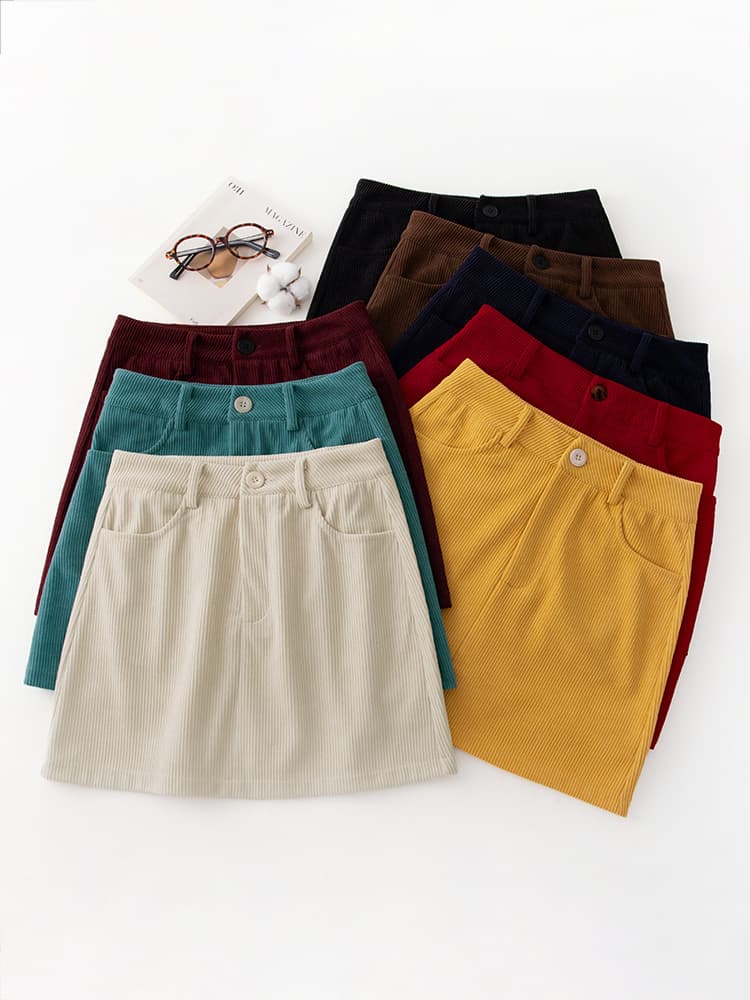 Fitted Corduroy High-Waist Mini Skirt 2