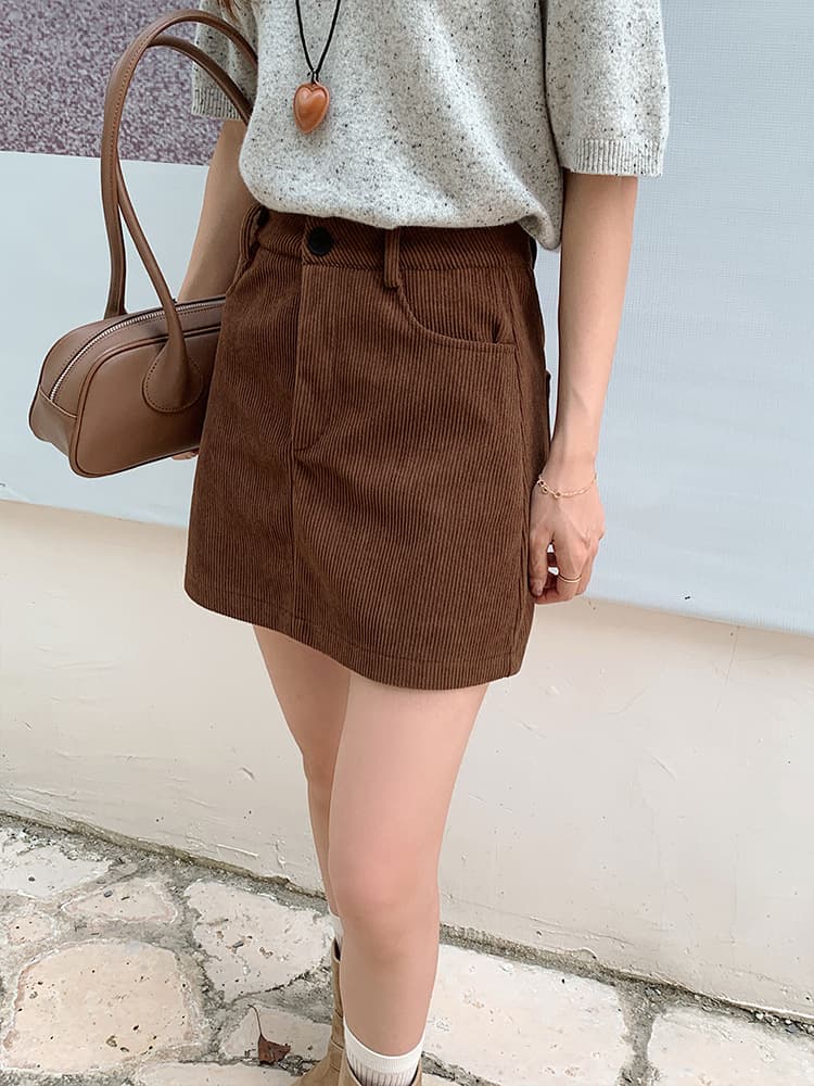 Fitted Corduroy High-Waist Mini Skirt 3