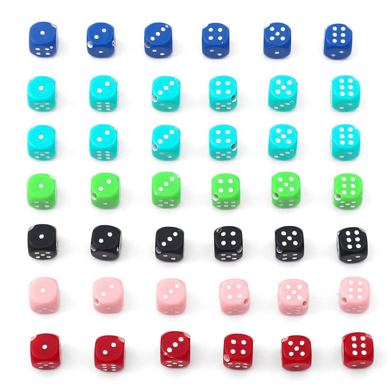 Acrylic cartoon two-color dice, pendant handmade, necklace and earrings, accessory, keychain, DIY 5