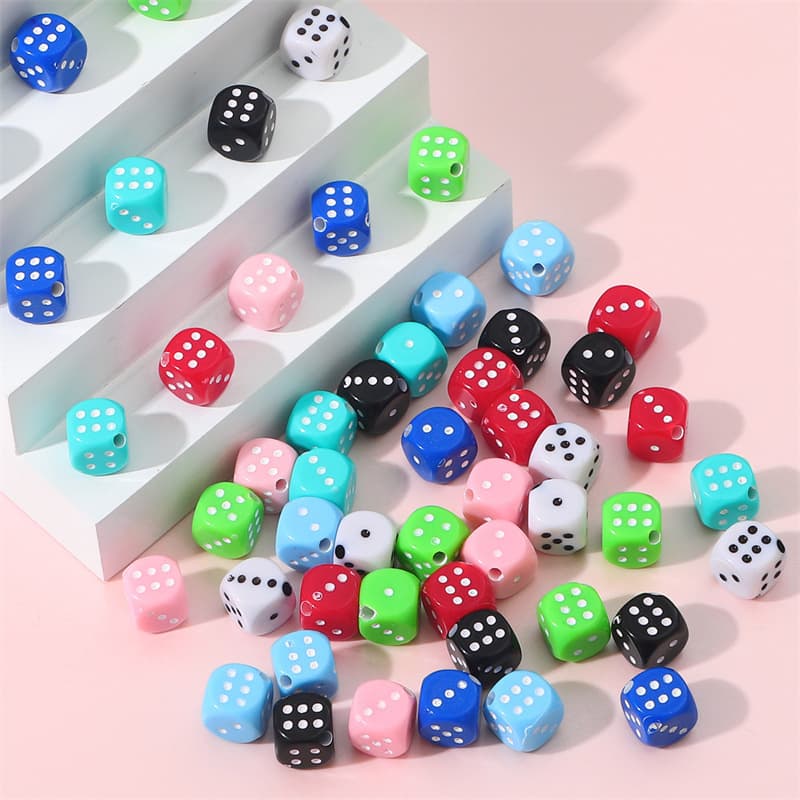 Acrylic cartoon two-color dice, pendant handmade, necklace and earrings, accessory, keychain, DIY 1