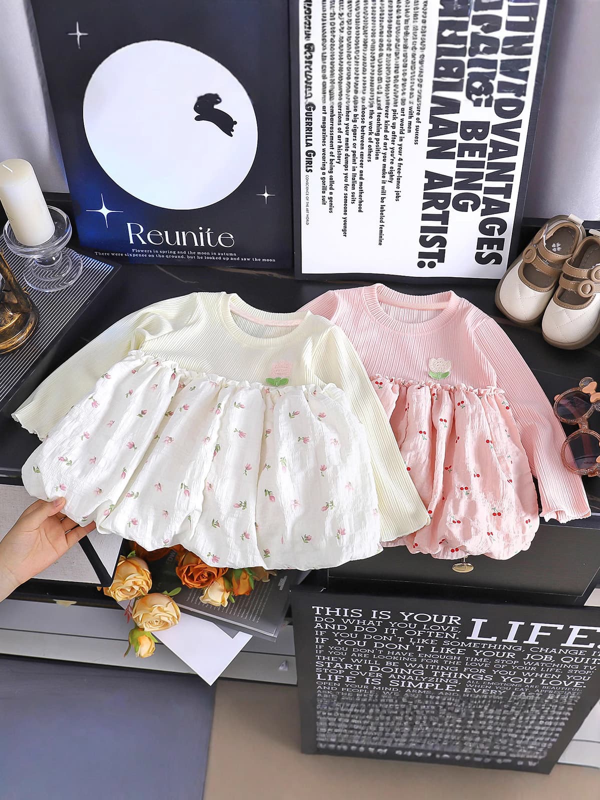 Long-sleeve, autumn small princess costume, skirt, cute dress, children's flashlight, new collection, flowered, western style 3