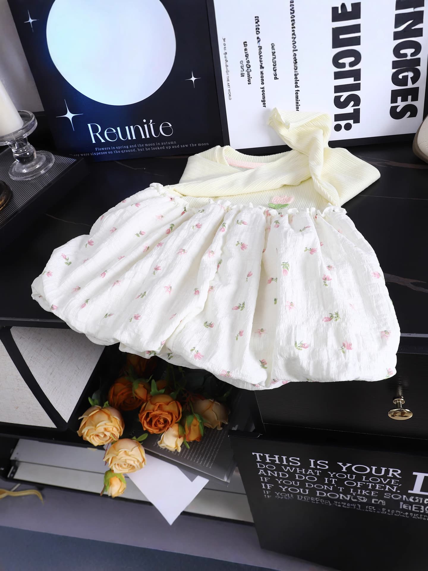 Long-sleeve, autumn small princess costume, skirt, cute dress, children's flashlight, new collection, flowered, western style 4