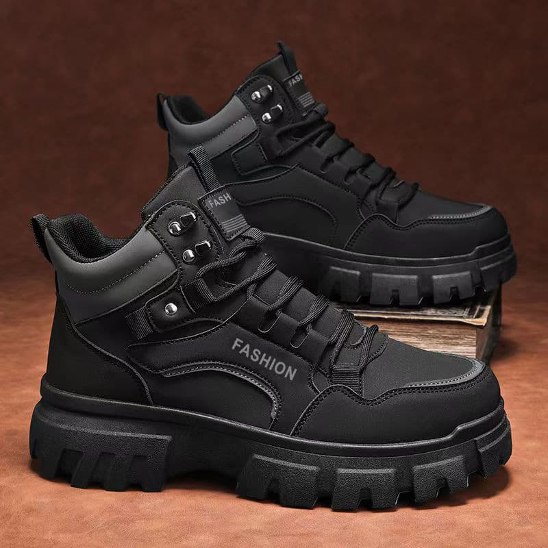 High-top shoes for men spring 2025 new men's thick-soled non-slip Martin boots outdoor wear-resistant work boots men's fashion 3