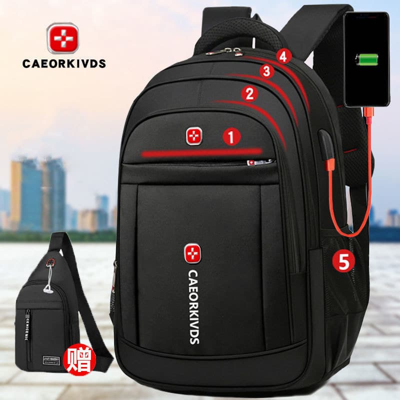 Capacious backpack, school bag for students, laptop, men's style, Korean style, for secondary school