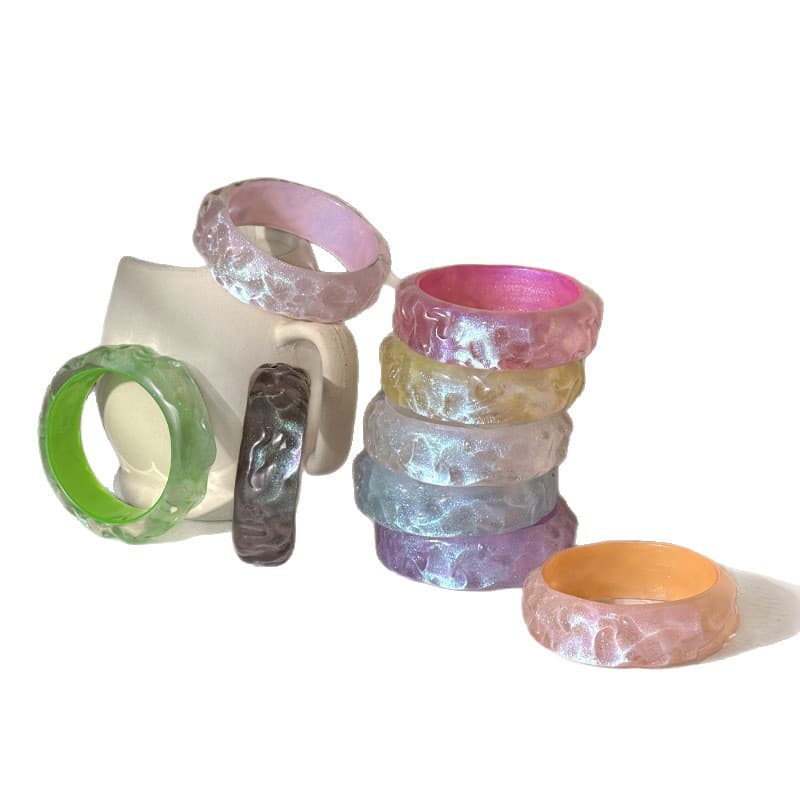 Cross-border round colorful glitter smudged texture bracelet Simple round Mermaid Ji colorful fashionable resin bracelet 5