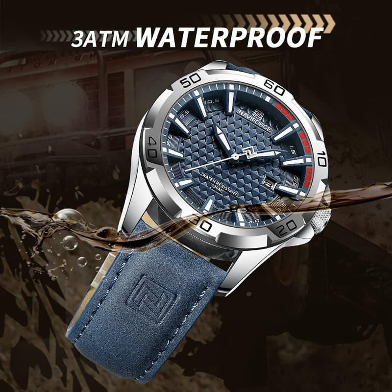 NAVIFORCE Men's Fashion Quartz Watch - Leather Band 3