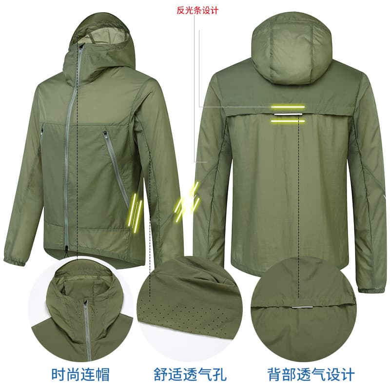Windbreaker with hood, breathable cloth, logo printing service 3