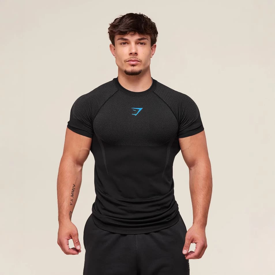 Quick dry breathable short sleeve T-shirt for gym, shark, for running, tight 2