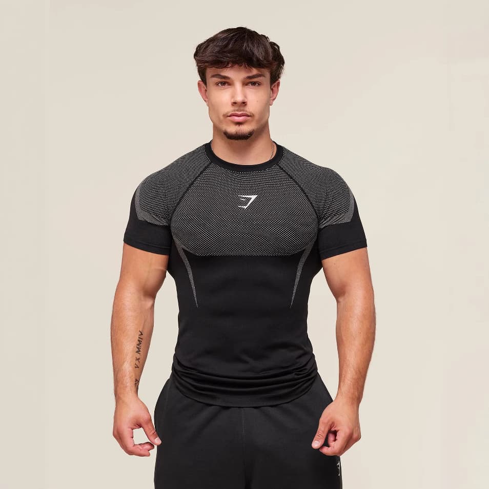 Quick dry breathable short sleeve T-shirt for gym, shark, for running, tight 3