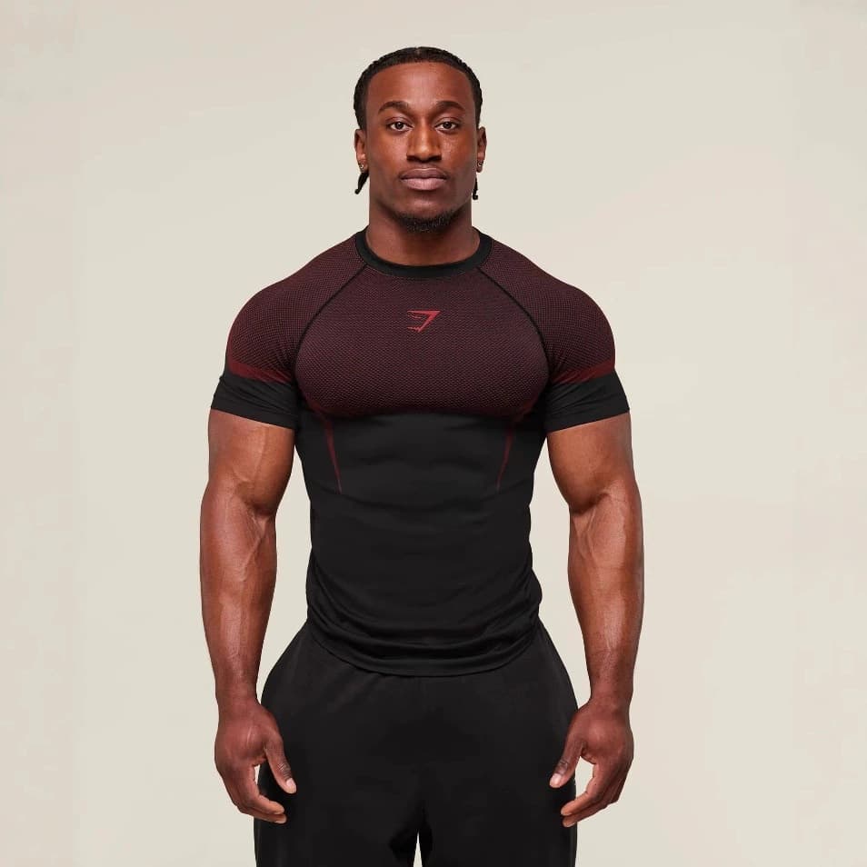 Quick dry breathable short sleeve T-shirt for gym, shark, for running, tight 1
