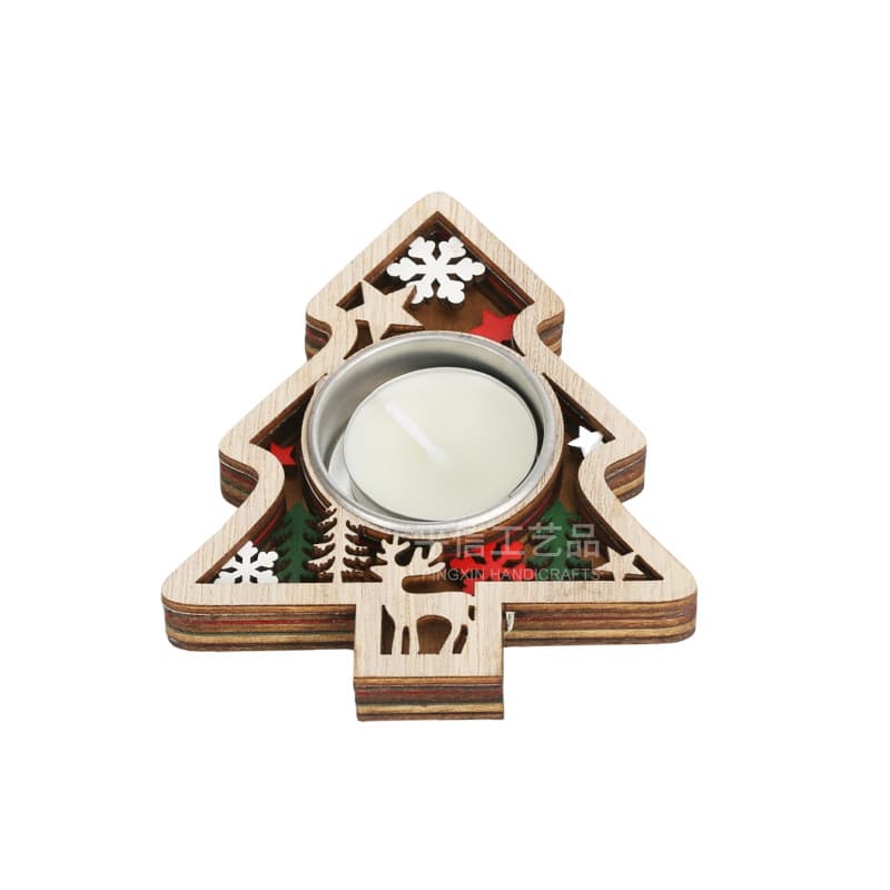 Christmas creative wooden candle holder holiday party decoration ornaments atmosphere candle holder table decoration props 5
