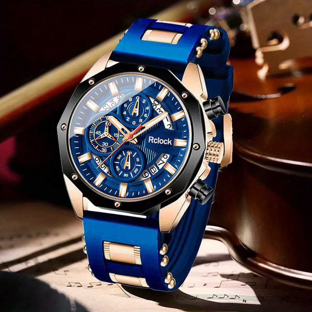 Fashionable calendar, silicone quartz watch strap, quartz mechanism 4