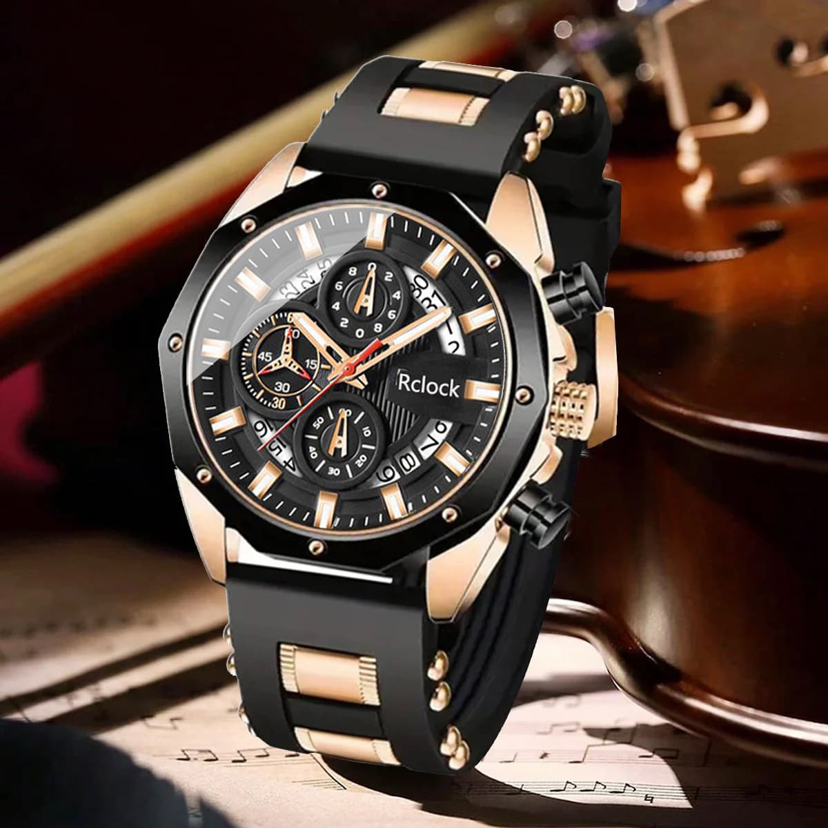 Fashionable calendar, silicone quartz watch strap, quartz mechanism 5