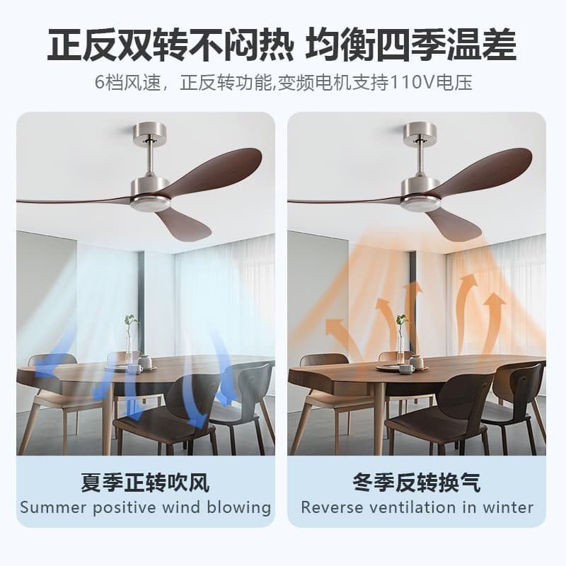 Ceiling fan high wind frequency variable silent electric fan restaurant living room household simple retro ceiling industrial lightless ceiling fan 3