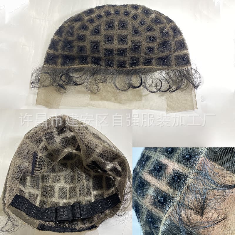 Manufacturer wholesale wig full lace curly hand-woven hair Braided Cap with Baby Hair short hair 2