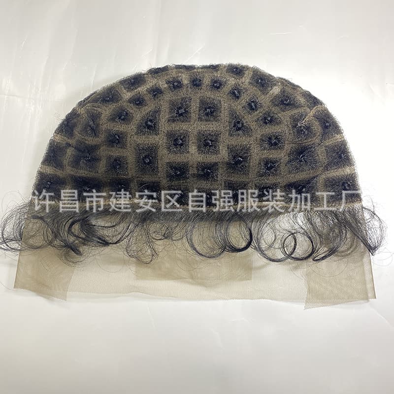 Manufacturer wholesale wig full lace curly hand-woven hair Braided Cap with Baby Hair short hair 3