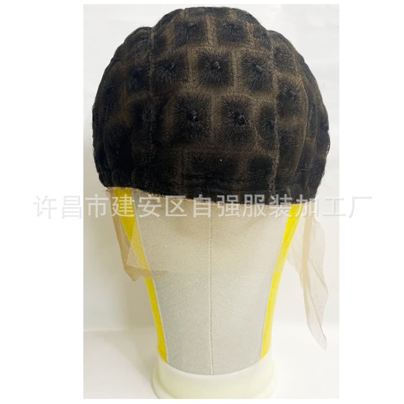 Manufacturer wholesale wig full lace curly hand-woven hair Braided Cap with Baby Hair short hair 6