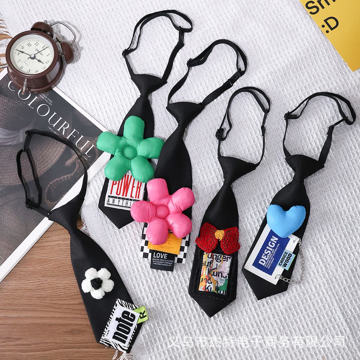 Children's creative cute tie, trend patch, fashionable accessory, flowered 3