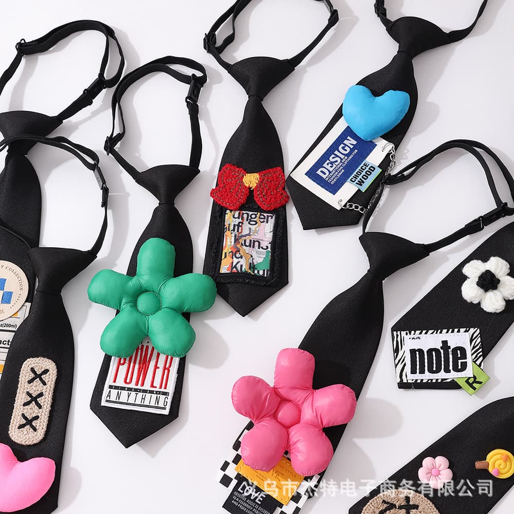Children's creative cute tie, trend patch, fashionable accessory, flowered 4