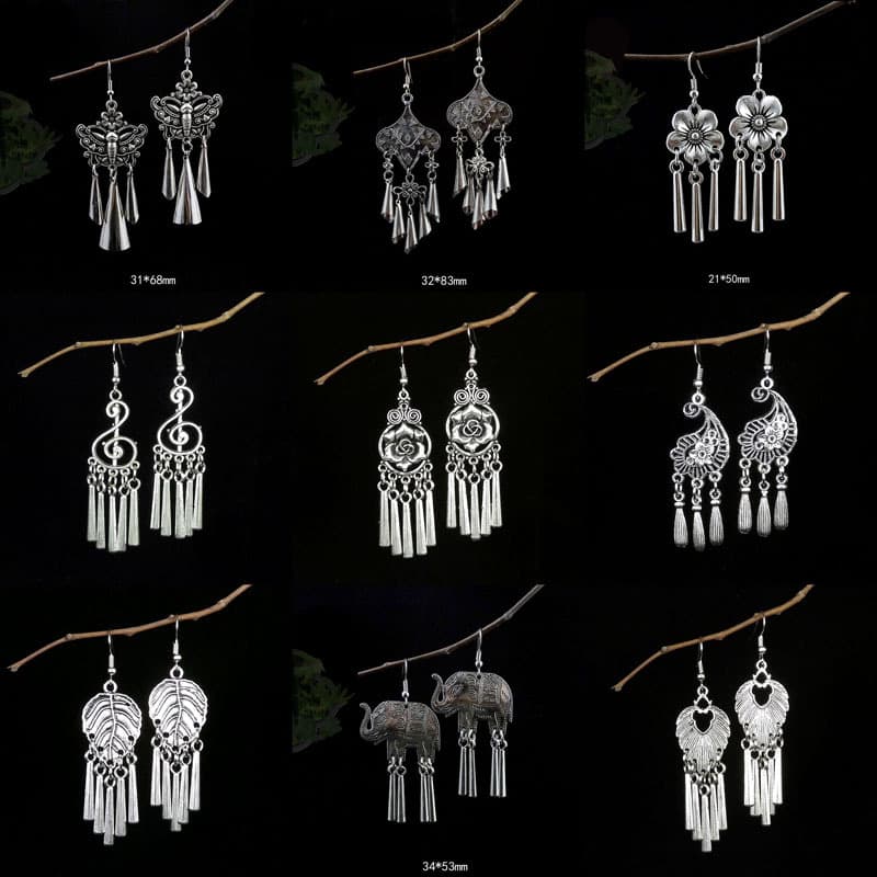 Ethnic accessory, retro earrings with tassels, ethnic style 1