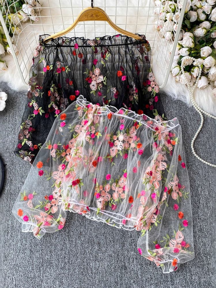 (Cross-border trading), women's cute long-sleeve, french style, with embroidery, loose fit