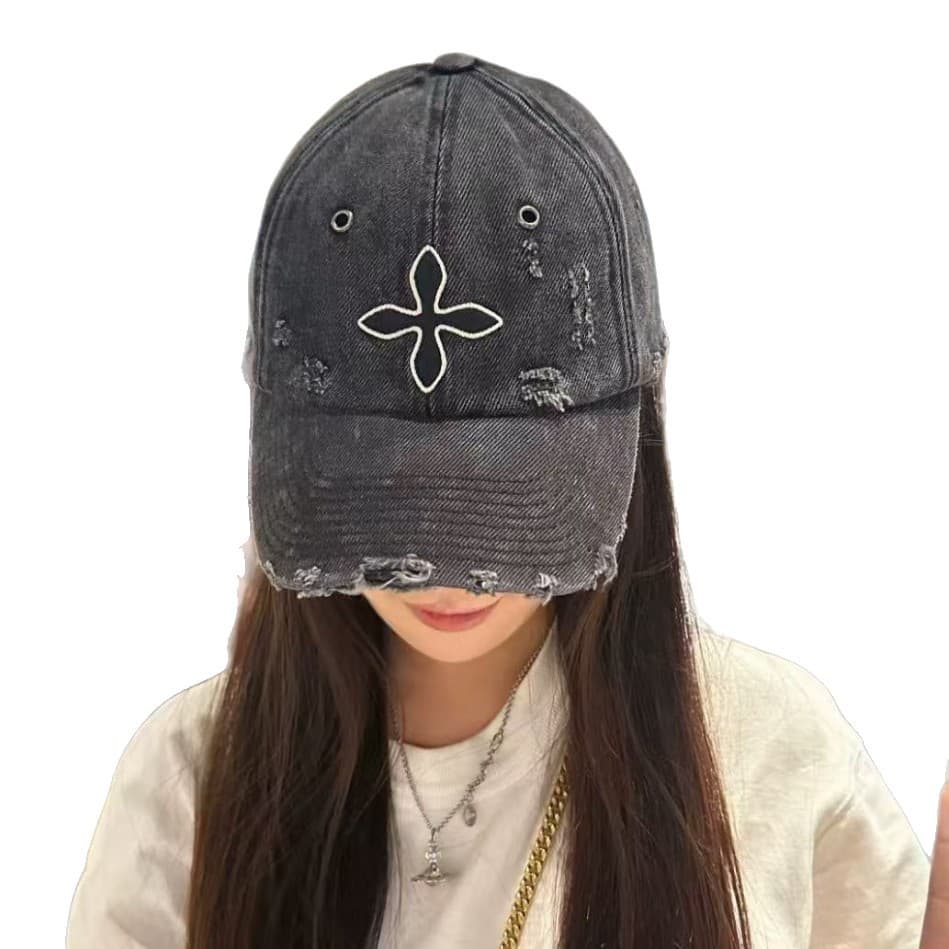 Retro denim baseball cap for leisure, with embroidery 5