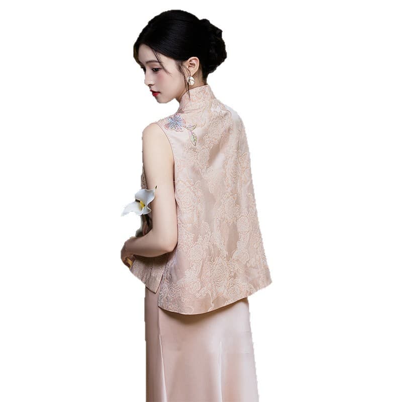 Fuchsia wedding dress, evening dress, cheongsam, set for bride, Chinese style 5