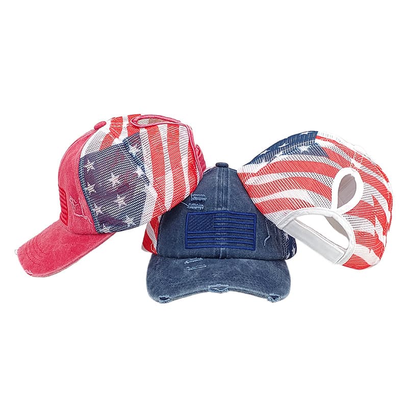 Baseball cap, ponytail, truck, hat with velcro, with embroidery, USA 2