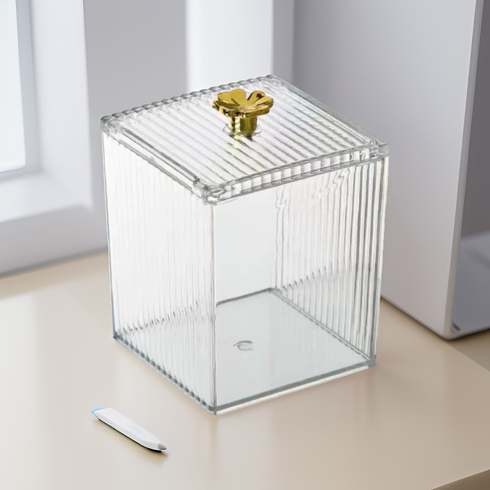 Acrylic plastic cotton swabs, storage box, cotton wipes, dustproof cosmetic cosmetic sponge, light luxury style 1