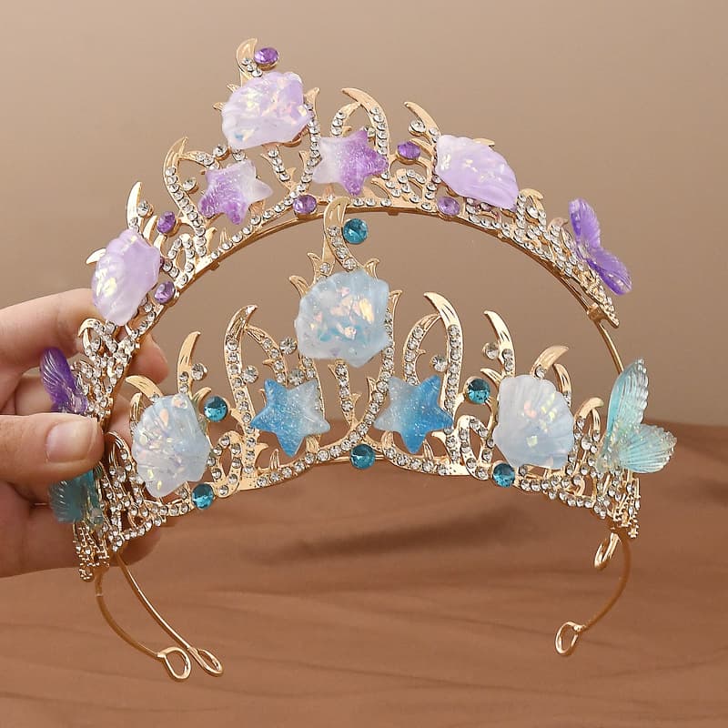 (Cross-border trading), marine hair accessory, children's blue crown, princess style 2