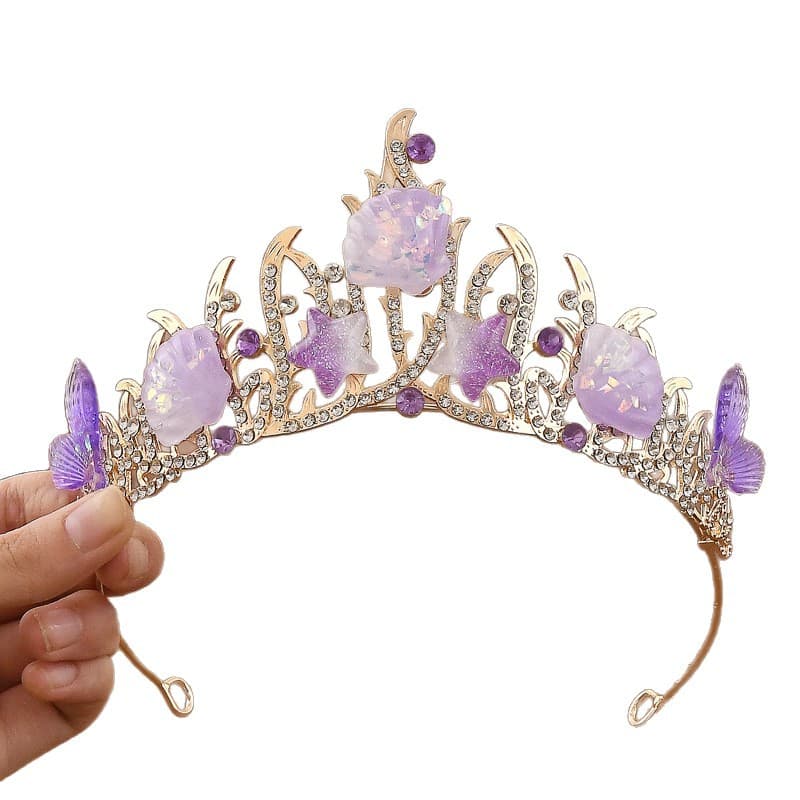 (Cross-border trading), marine hair accessory, children's blue crown, princess style 5