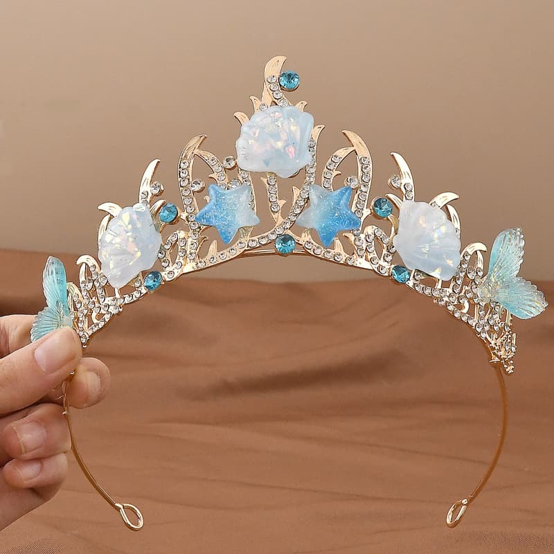 (Cross-border trading), marine hair accessory, children's blue crown, princess style 1
