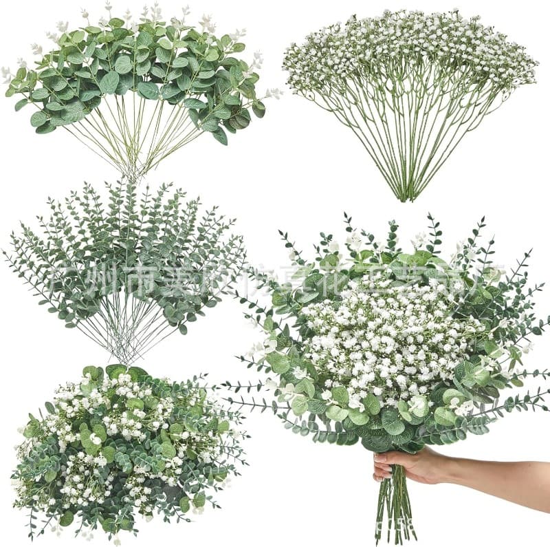 Mixed Artificial Eucalyptus Leaves Flowers Bulk Artificial Eucalyptus Leaves Green Leaves for Wedding DIY Bouquet Flowers 1