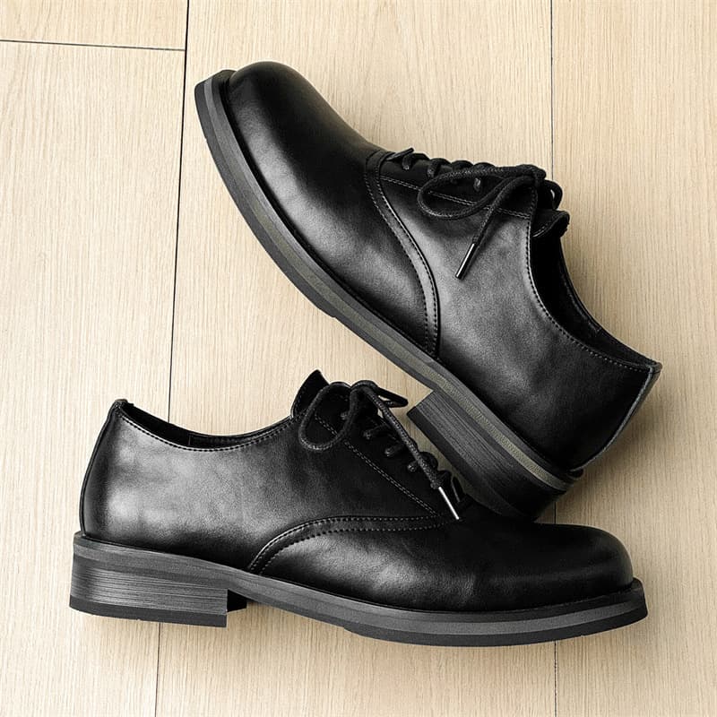 Black brown square toe shoes old money style unisex niche style retro formal commuter derby shoes direct sale 4
