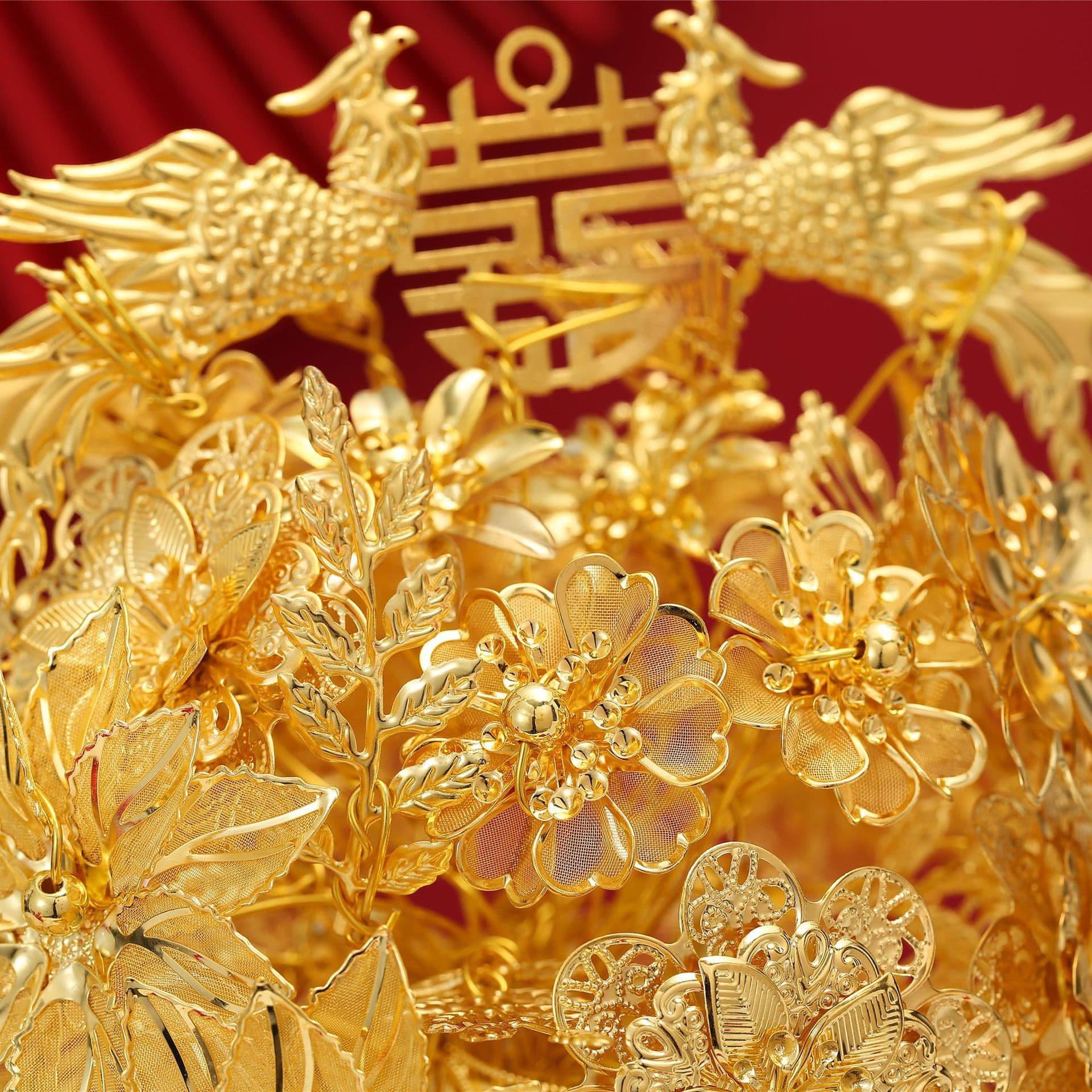 New colorful golden bouquet DIY high-end material Chinese wedding bride newlywed Xiuhe cheongsam best friend 3