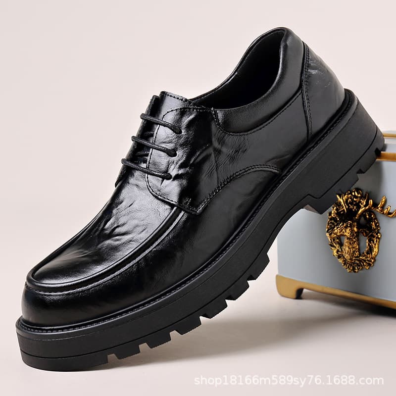 Men's casual leather wedding shoes English style, genuine leather, British style, cowhide 2