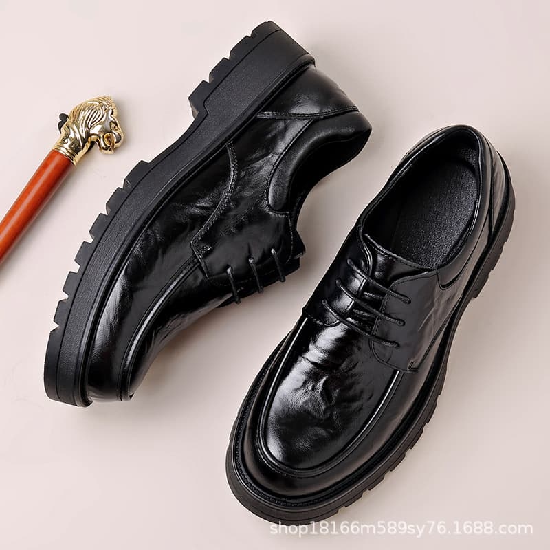 Men's casual leather wedding shoes English style, genuine leather, British style, cowhide 4