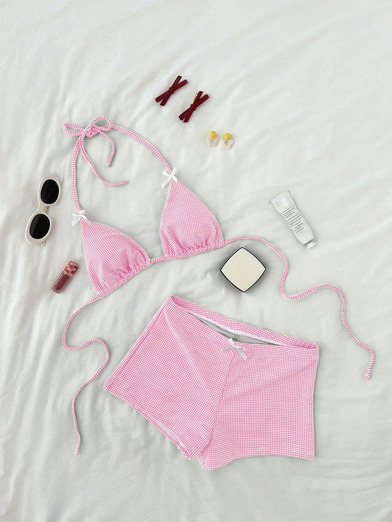 (Cross-border trading), swimwear with bow, sexy set, shorts, European style, high waist 3