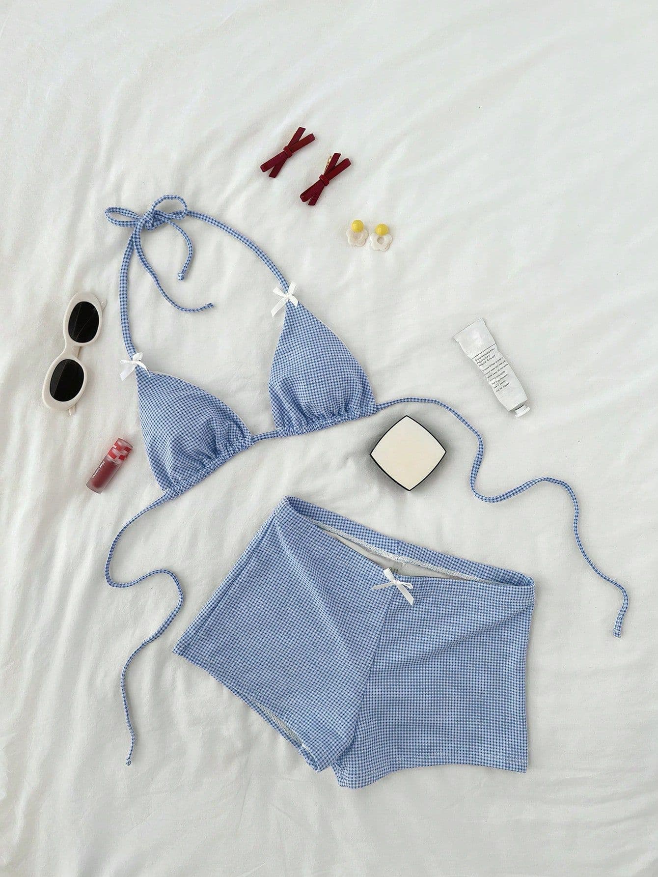 (Cross-border trading), swimwear with bow, sexy set, shorts, European style, high waist 1