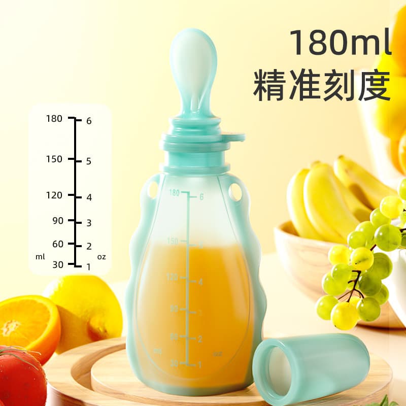 Children's silicone nibbler for supplementary food, handheld feeding bottle, milk storage container 4